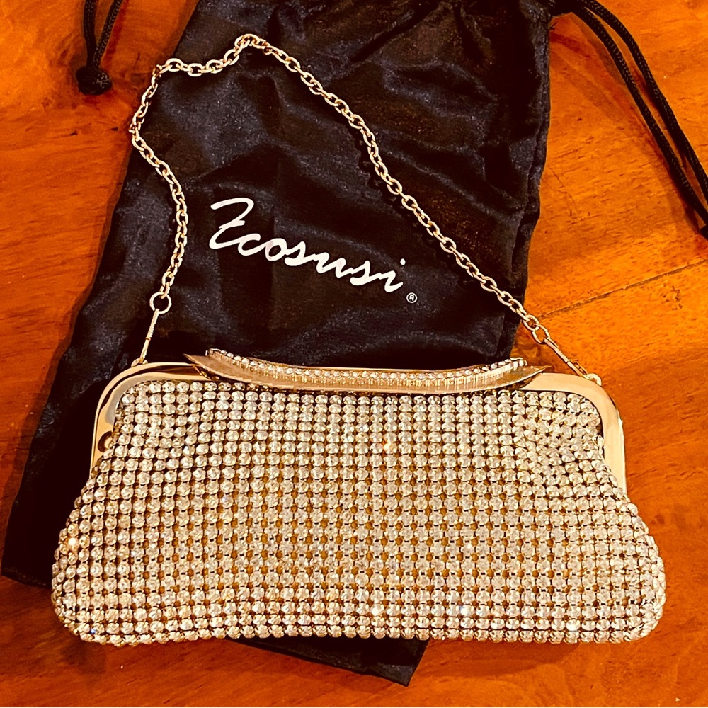 ECOSUSI Gold Rhinestone Party Evening Clutch Bag